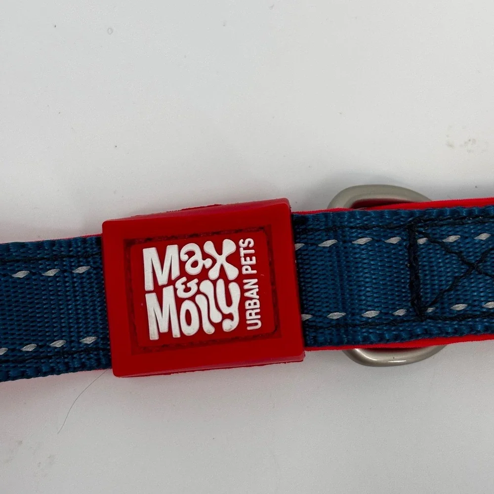 Max & Molly Dog Leash Pet Medium Blue Red Matrix Line Reflective Neoprene New 46
